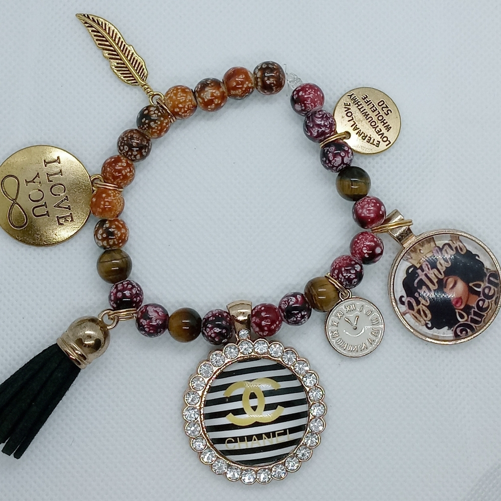 Beaded Charm Bangle
